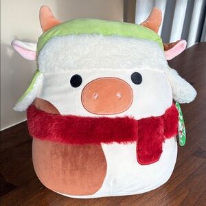 12” Squishmallows Ronnie Cow Christmas